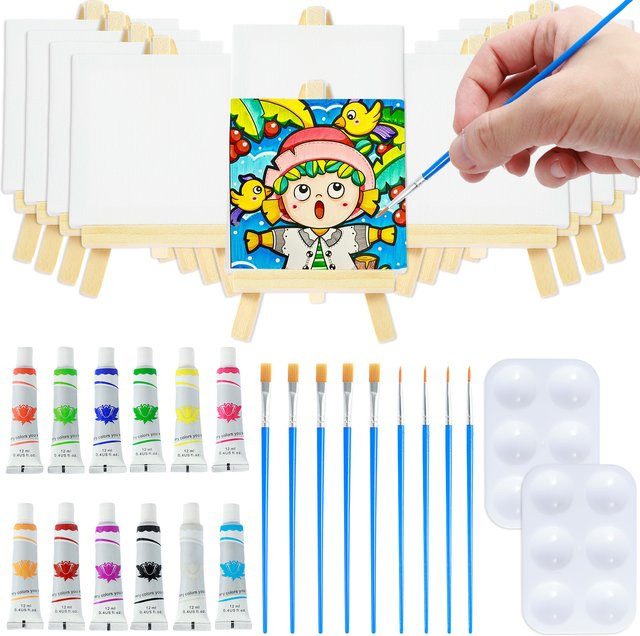 Mini-Leinwand-Malset, 34-teiliges Set, Bunt / Mehrfarbig, Holz - Bild 1