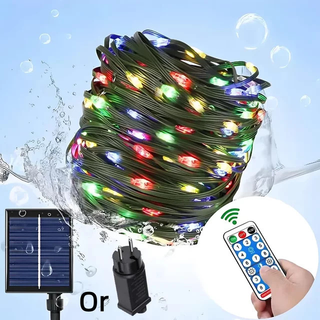 AIMENGTE LED-Lichterkette mit Sternen aus Leder in Multicolour, Solar- und AC-Betrieb für Garten und Außenbereich - Bild 1