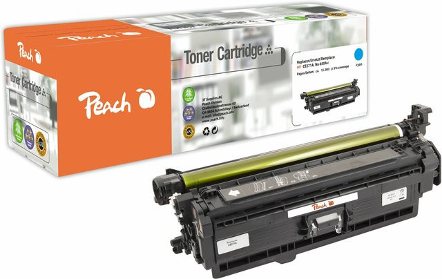 Peach Tonerpatrone HP 650A Cyan ersetzt CE271A für HP Color LaserJet Enterprise CP 5500 und CP 5520, wiederaufbereitet - Bild 1