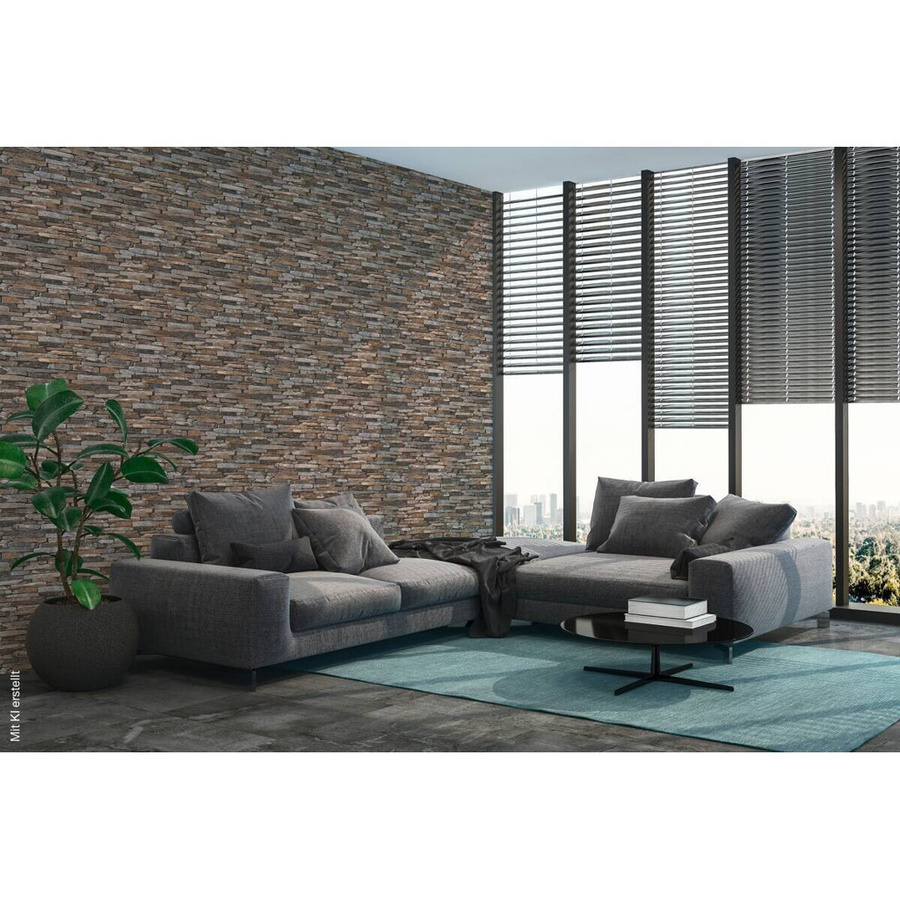 A.S. Création Vliestapete in Beige, Blau und Braun mit modernem abstrakten Naturdesign, B/H: 53 x 1005 cm - Bild 3
