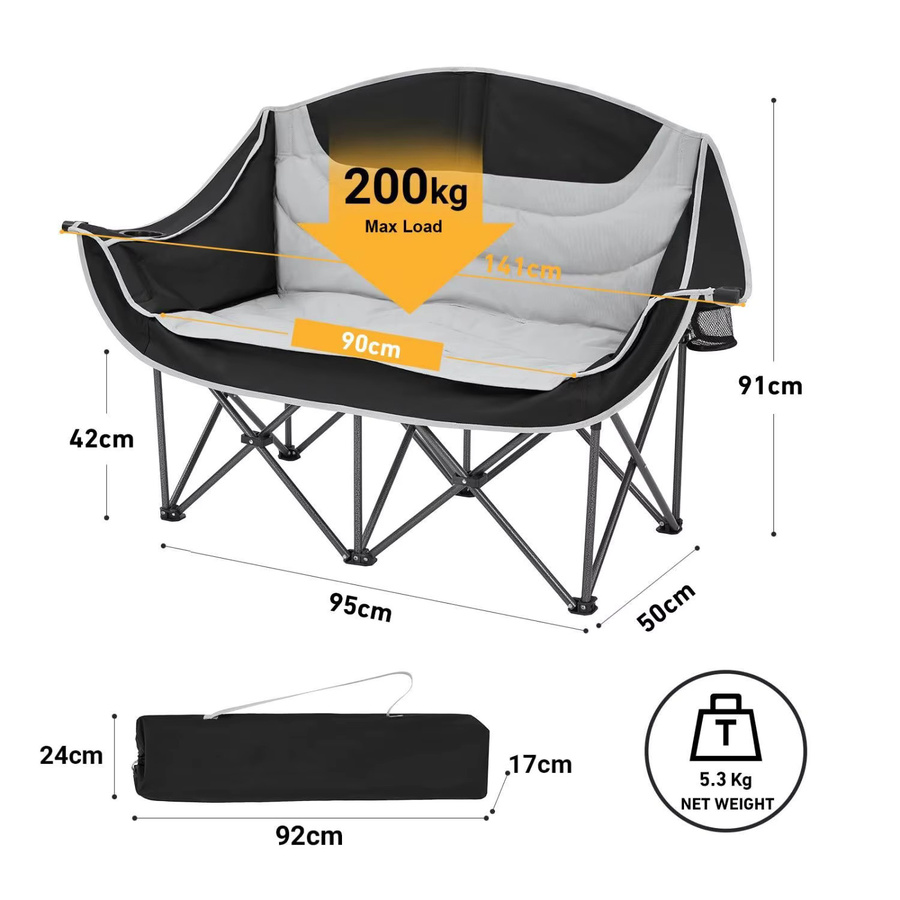 MOYU Outdoor-Sonnenschutz aus Oxford-Stoff mit Stahlrahmen in Grau für Picknick, Angeln und Garten - Bild 2