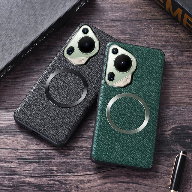 Magnetische Leder-Schutzhülle für Huawei Pura 70 Ultra und Huawei Mate 70 Pro in Schwarz mit Magsafe-Kompatibilität und Schnellladefunktion - Bild 1