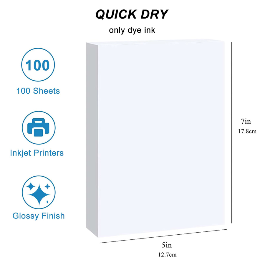 100 Blatt glänzendes Fotopapier für Tintenstrahldrucker in 5R Format - Bild 2