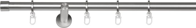 Ondeco Gardinenstange 1-läufig zur Wandmontage in Edelstahl-Optik mit Ringen und Faltelegehaken, Länge: 160 cm - Bild 1
