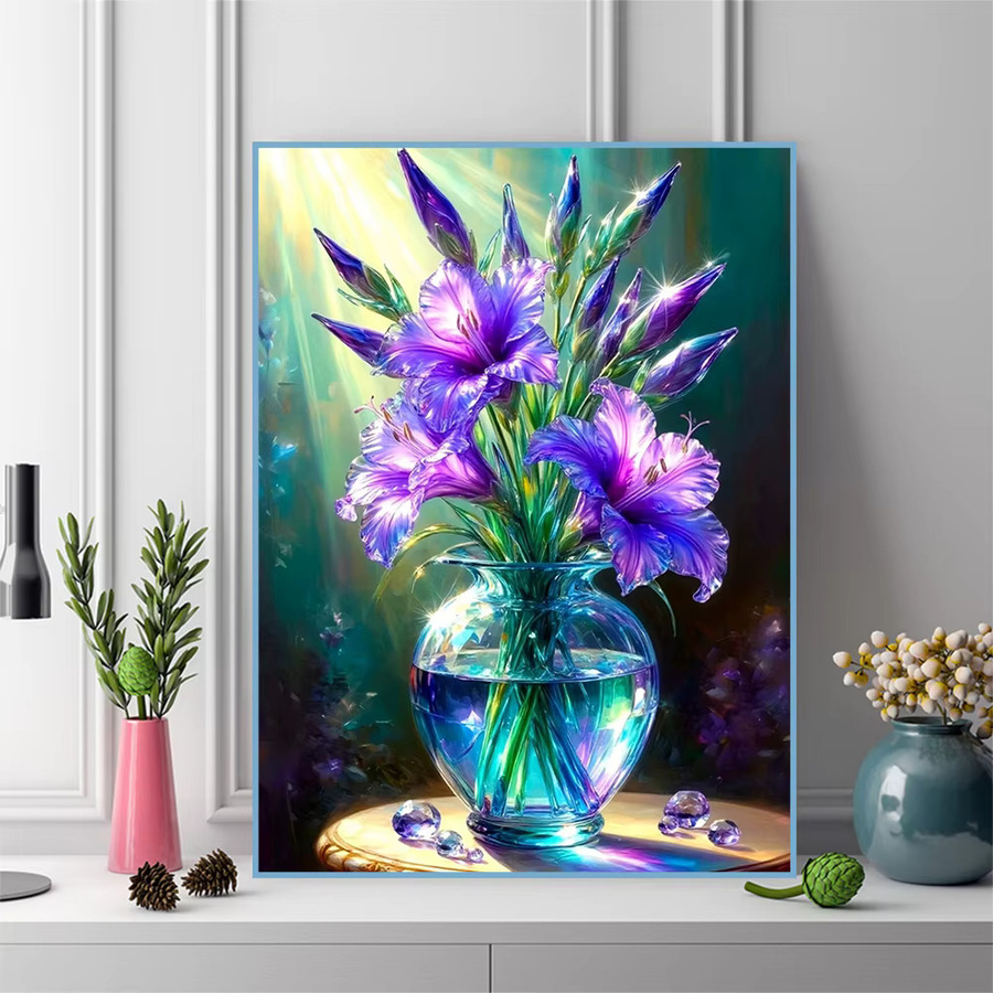 Evershine Diamant-Stickerei Iris Blume DIY Mosaik-Bild mit quadratischen Strasssteinen - Bild 3