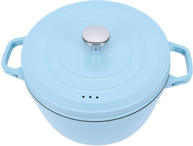 Aimo Emailierter Gusseisentopf mit Deckel und Antihaftbeschichtung in Weiß, rund, für Induktion und Backofen - Bild 1