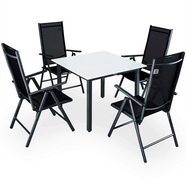 Casaria Garten-Sitzgruppe Bern 5-teilig in Anthrazit aus Aluminium mit Sicherheitsglas-Milchglasplatte - Bild 1
