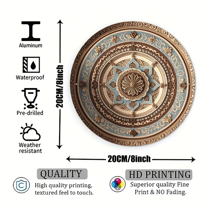 CIFBUY Avana Wanddekoration Mandala aus Metall in Türkis und Gold, runde Boho-Wandgestaltung, Durchmesser: 20,3 cm - Bild 2