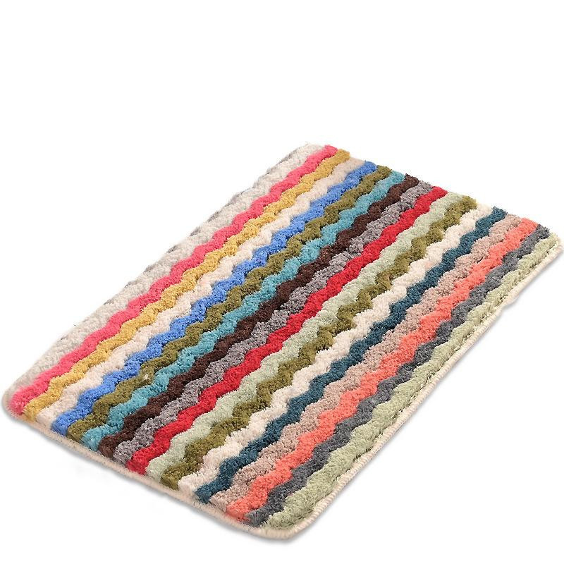 Wellenförmige Beflockung Fußmatte von Yiran Furniture, quadratischer Teppich für Wohnzimmer, Schlafzimmer oder Badezimmer, rutschfest und saugfähig, B/T: 40 x 60 cm - Bild 1