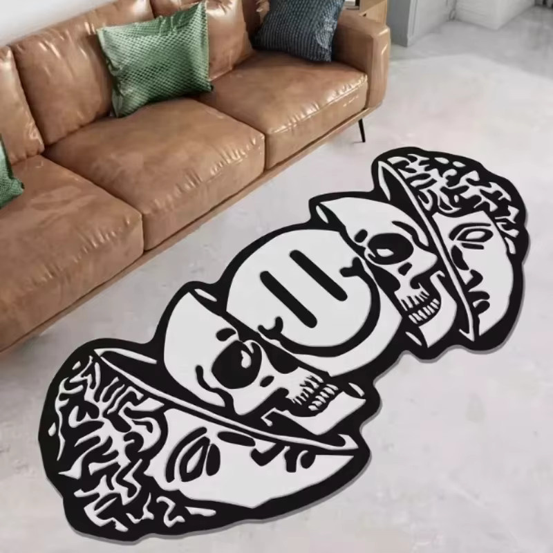 VIKAMA Totenkopf Bodenmatte in Schwarz, rutschfeste und verschleißfeste Dekomatte mit Grafikdesign, B: 90,0 cm, T: 50,0 cm - Bild 4