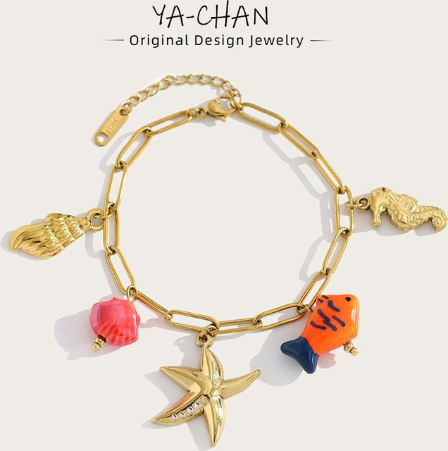 YACHAN Charm-Kettenarmband, Edelstahl, Gold, Damen - Bild 1
