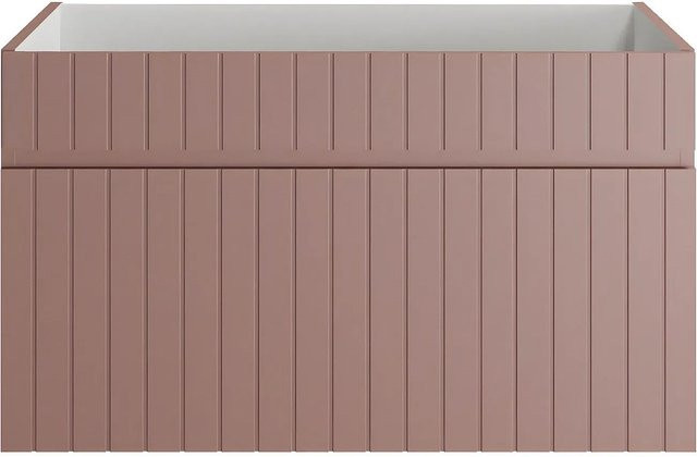 Waschbeckenunterschrank Satara Vente-unique in Puderrosa mit geriffeltem Design und matter Oberfläche, Breite: 80 cm, Tiefe: 46 cm, Höhe: 2,5 cm - Bild 1