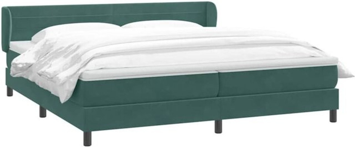 vidaxl Boxspringbett mit Matratzen in Dunkelgrün aus Samt, B/T/H: 180 x 220 x 78 cm - Bild 1