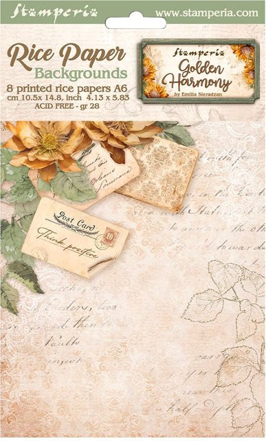 Stamperia Motiv-Strohseide Backgrounds Golden Harmony in Gold und Beige, Format A6 - Bild 1
