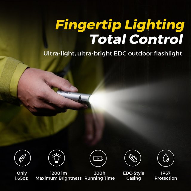 FLEXTAIL ZERO Taschenlampe in Silber – EDC-Taschenlampe mit 1200 Lumen, 7 Lichtmodi, austauschbarem Akku und IP67 Schutz aus Aluminium - Bild 1