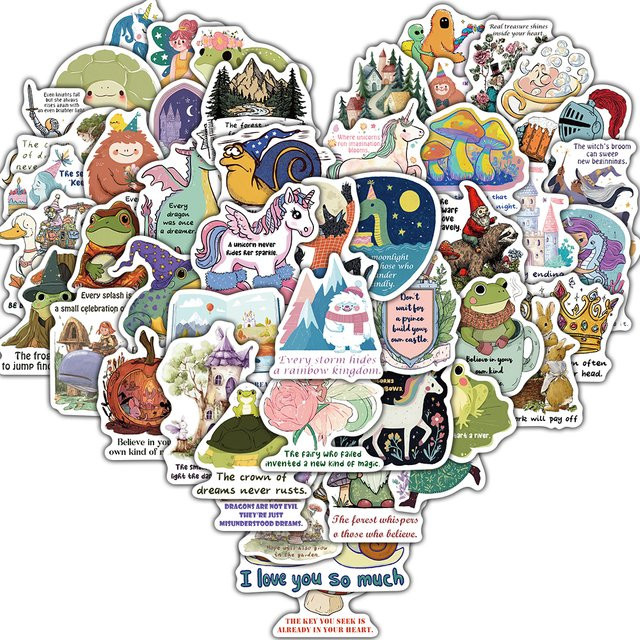 50 Stück Märchen Inspirierende Aufkleber in Multicolour für Laptop, Koffer und Scrapbooking - Bild 1