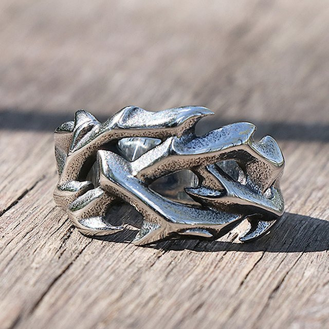 NORTHMAN Ring, Edelstahl, Vintage, Krone von Dornen, Silber, Unisex - Bild 1