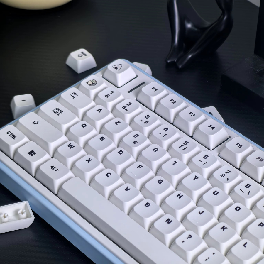 MAIMOOO AZERTY Tastenkappen im Kuhthema, Weiß, XDA PBT Thermosublimation für mechanische Tastaturen mit MX Switches - Bild 5