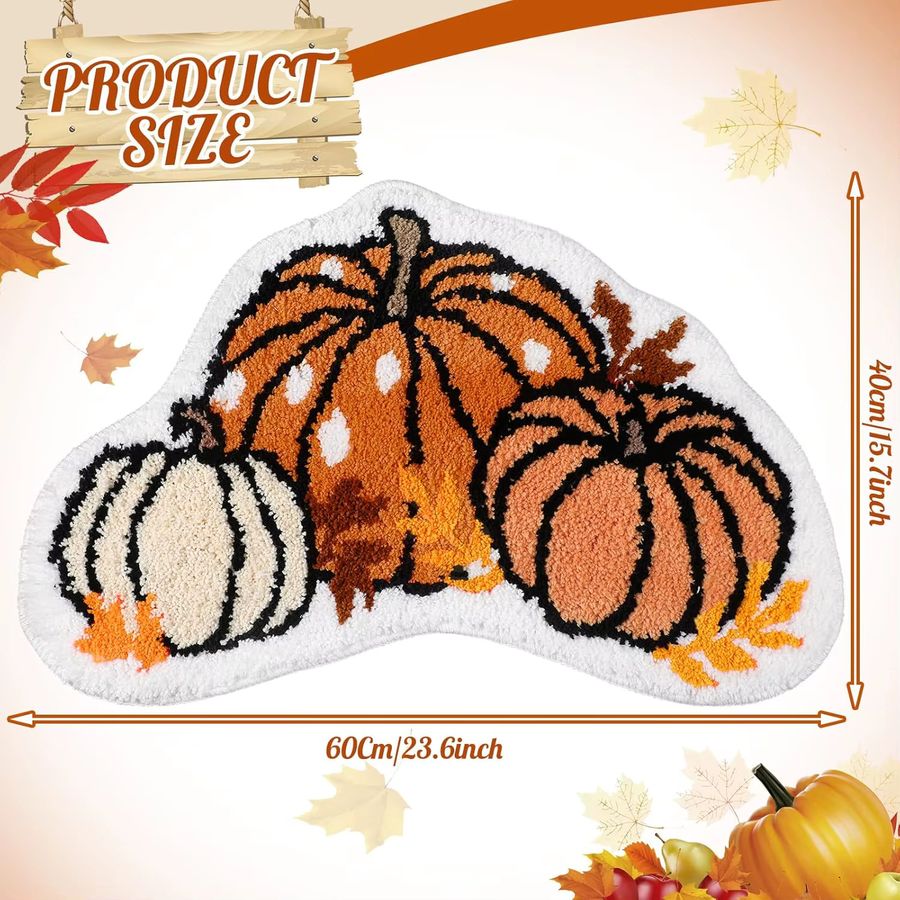 VIKAMA Herbst-Kürbis Fußmatte für Badezimmer, Wohnzimmer, Schlafzimmer und Küche, weich und waschbar, ideale Dekoration für Thanksgiving - Bild 2
