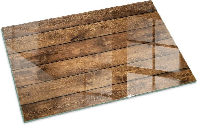 Tulup Glasplatte für Kamin in Braun mit Holzmaserung, B/T: 100 x 70 cm - Bild 1