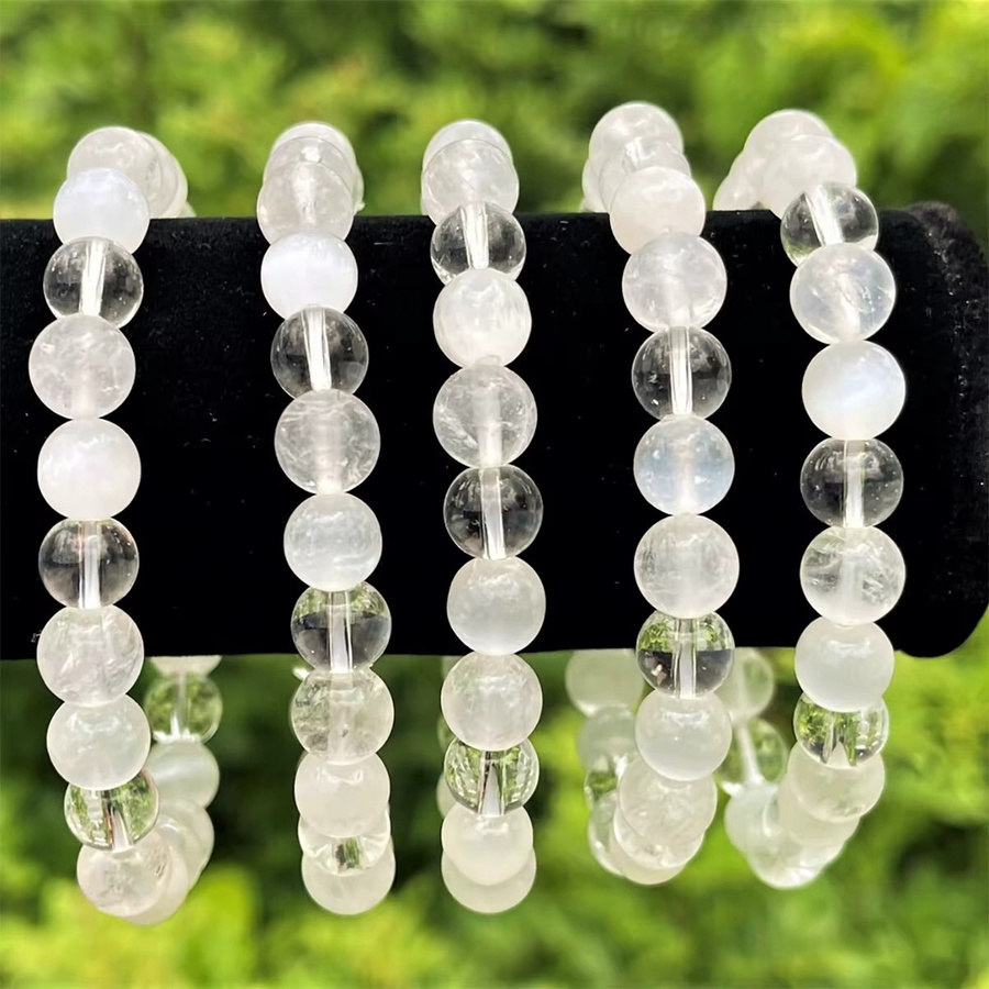 Armband, Quarz und Selenit, 8 mm, Weiß, Unisex - Bild 4