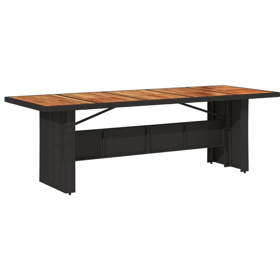 vidaXL Gartentisch aus Poly Rattan und Akazienholz in Schwarz, B/T/H: 240 x 90 x 75 cm - Bild 2