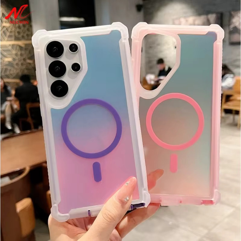 Ott-Box Gradient Laser Armor Airbag MagSafe Schutzhülle für Samsung S26 Ultra, S25 und S24 Plus, transparent multicolor - Bild 2