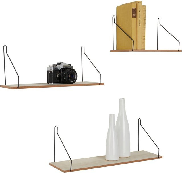 Mömax Wandregalset 3er Set in Schwarz, Beige und Braun aus Holz und Metall - Bild 1