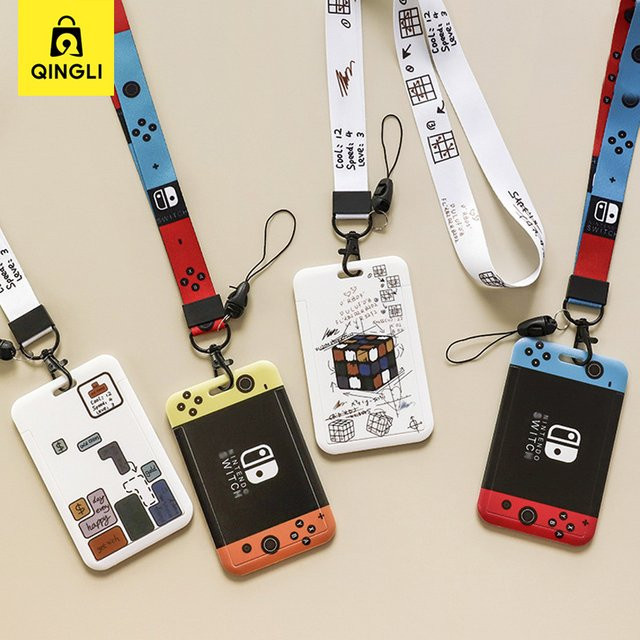 QINGLI ID-Kartenhalter mit Lanyard und kreativem Muster in Multicolour aus Kunststoff für Studenten und Berufstätige - Bild 1