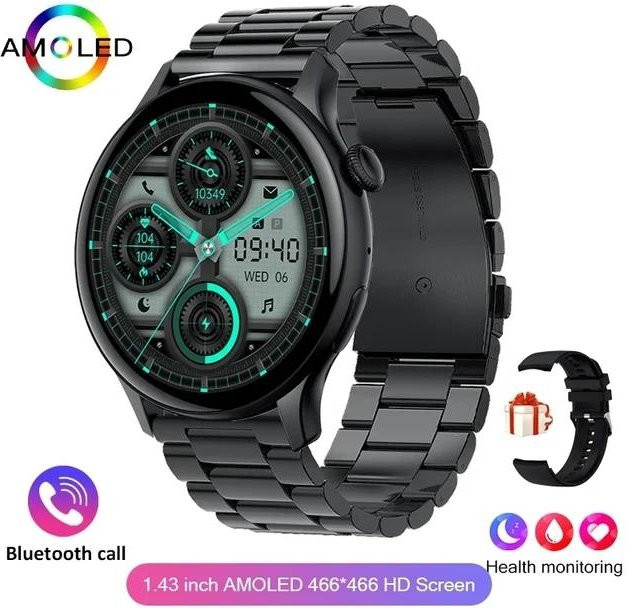 Lucky Start NFC Smartwatch für Damen mit Bluetooth, GPS und EKG-Funktion in Steel, Farbe: Silber oder Schwarz - Bild 1