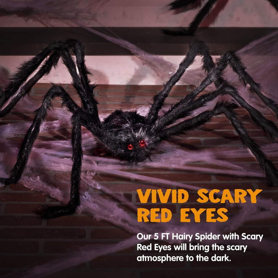 Discover Intime Halloween Dekoration Set mit Riesenspinne und dreieckigem Spinnennetz in Schwarz - Bild 2