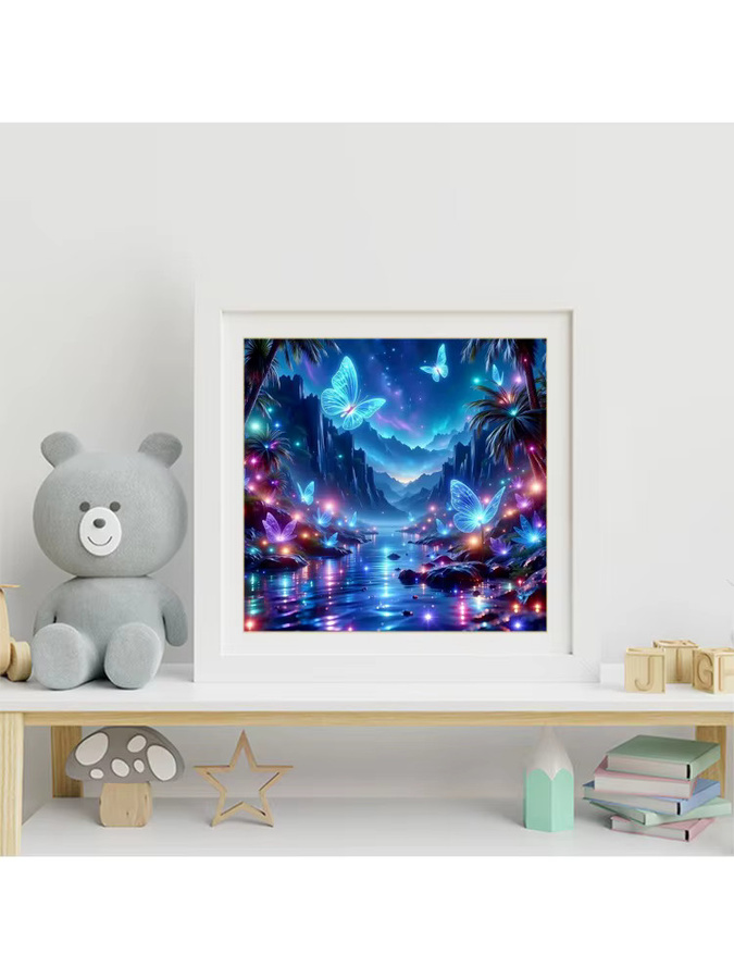 EverShine DIY Diamantmalerei Schmetterling und Landschaft als quadratisches Mosaik-Wandbild mit Strass-Stickerei - Bild 3