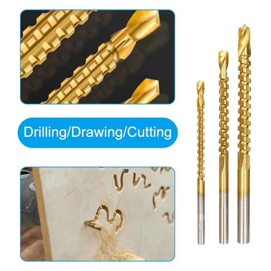 3er-Set Sägebohrer für Holzbearbeitung in Gold für DIY-Lochbohrungen und unregelmäßige Ausschnitte - Bild 3