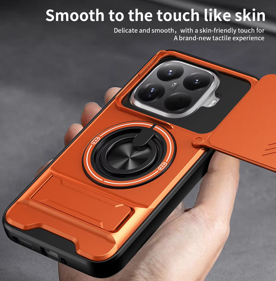 Xiaomi 15T Pro 5G Hard Case mit magnetischem Ringhalter und Kamera-Schutz in Schwarz oder Orange - Bild 3