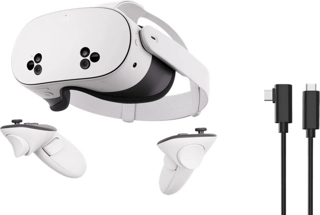 Meta Quest 3S VR-Headset 256GB in Weiß und Blau inklusive BlueBuilt PC Link-Kabel - Bild 1