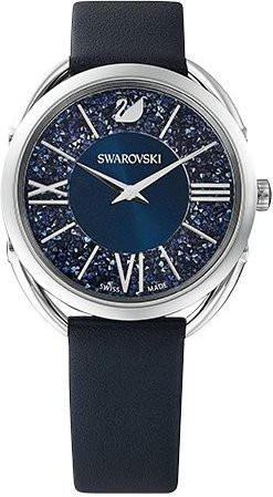 Swarovski Armbanduhr, Quarz, Edelstahl, Leder, 35 mm, Blau, Damen - Bild 1
