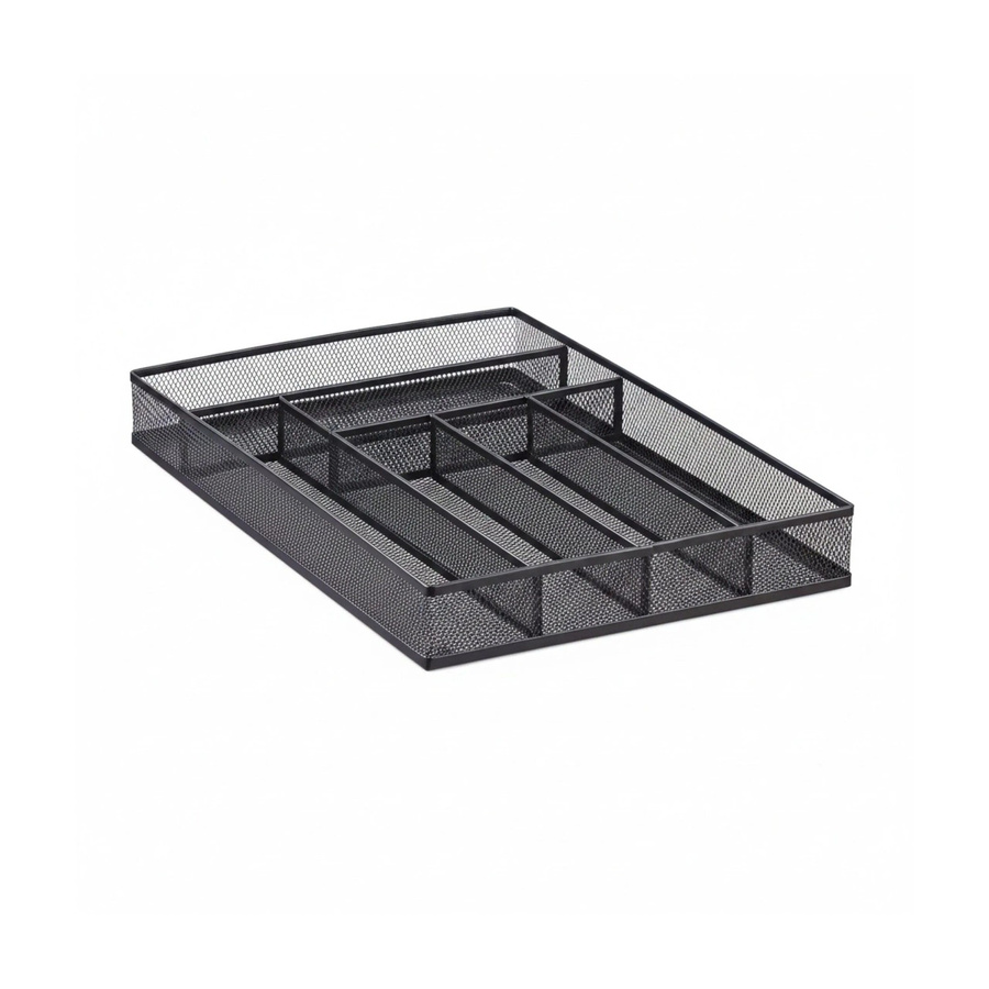 Relaxdays Besteckkasten aus Metallgeflecht in Schwarz mit 6 Fächern, B/T/H: 40,6 x 28,6 x 5,1 cm - Bild 2