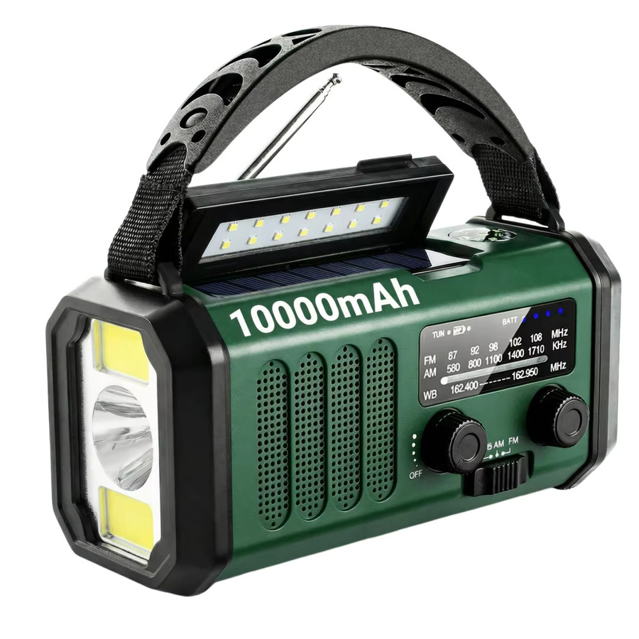 Tragbares Solar Kurbelradio mit Powerbank und LED Taschenlampe, Notfallradio mit AM/FM Empfang, SOS Alarm und USB-C Aufladung für Camping und Outdoor - Bild 8