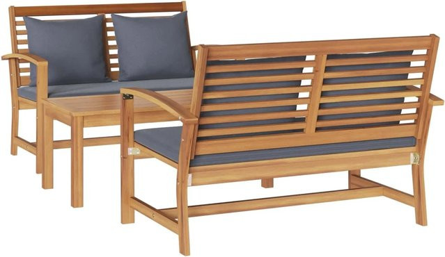 vidaXL Gartenmöbel-Set aus Massivholz Teak in Braun mit 4 Stühlen und 1 Tisch inklusive wetterfesten Kissen - Bild 1