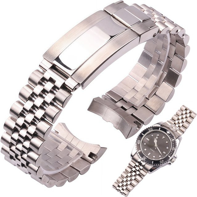 DUTRIEUX Uhrenarmband Edelstahl, 20 mm, gebogenes Ende, Glide-Lock-Faltschließe - Bild 1