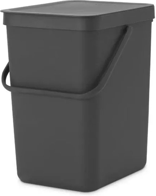 PROREGAL Abfallsammler mit Stay Open Deckel, 25 Liter, Kunststoff, Dunkelgrau, H x B x T: 40 x 26,8 x 34,5 cm - Bild 1