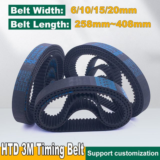 HTD 3M Synchronriemen 3M Gummiriemen mit geschlossener Schleife, Farbe: Schwarz - Bild 1
