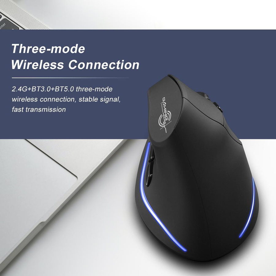 ZELOTES F-35B Kabellose Gaming-Maus in Schwarz mit 2,4 G, Bluetooth 3.0 und Bluetooth 5.0, ergonomische vertikale Maus mit drei Modi und 3 Gängen - Bild 6