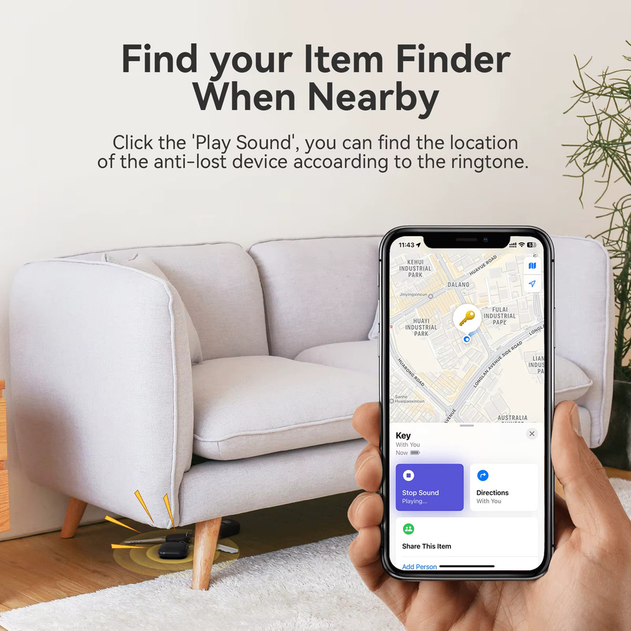 CHZHVAN Smart Bluetooth Tracker in Schwarz für die Find My App als Anti-Lost Reminder für Wallet, Bike und Schlüssel, MFi zertifiziert - Bild 5
