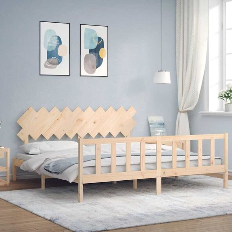 Massivholzbett Vidaxl aus Kiefer in Braun, B/T/H: 200 x 200 x 205,5 x 80,5 cm - Bild 1