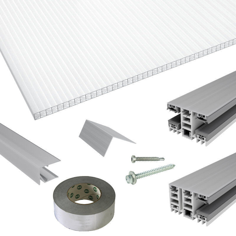 Terrassendach-Set aus Polycarbonat Stegplatten von Friedrich von Lien AG, 16 mm Multiwall-Platten mit Click-System, transparent - Bild 1