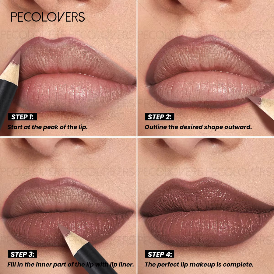 PECOLOVERS Lipliner-Lippenstift, Nude-Braun, Unisex - Bild 4