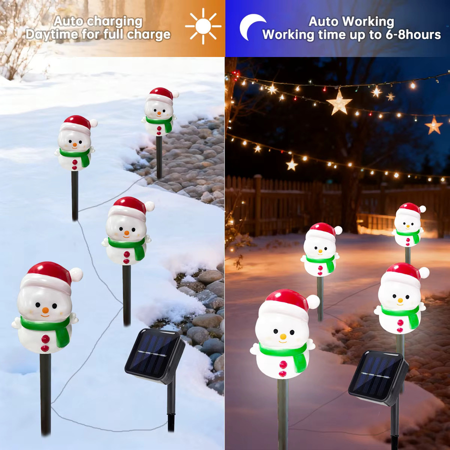 Peach Forest Schneemann Gartenstecker Set 4/5 Teile Wasserdichte Outdoor Landschaftsbeleuchtung für Terrasse und Garten zur Weihnachtsdekoration - Bild 2