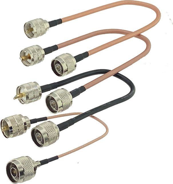FJH Koaxial-Konverter-Steckverbinder Pigtail-Jumperkabel Gerade PL259 zu N RF für RG316 RG58 RG142 RG400 UHF FJH-04 - Bild 1