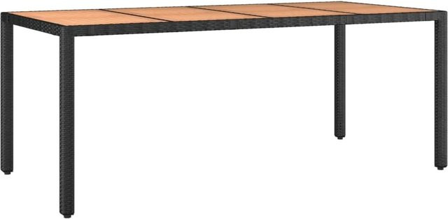 vidaXL Gartentisch aus Poly-Rattan und Akazienholz in Schwarz, B/T/H: 190 x 90 x 75 cm - Bild 1